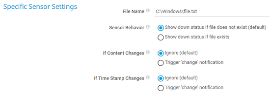 Specific Sensor Settings