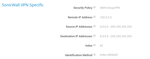 SonicWall VPN Specific SonicWall VPN Specific
